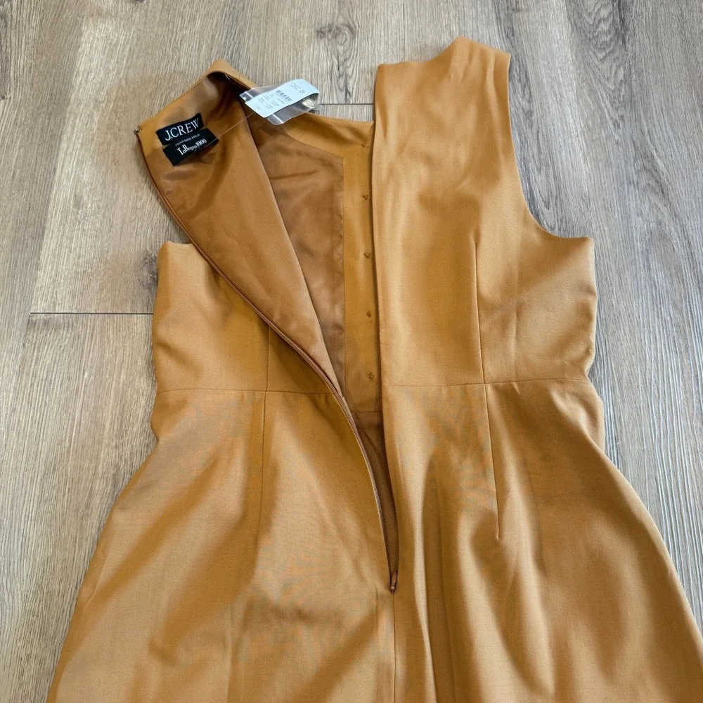 J.Crew Italian Stretch Wool Tollegno 1900 Pleated Mini Dress Camel Size 6 NWT
